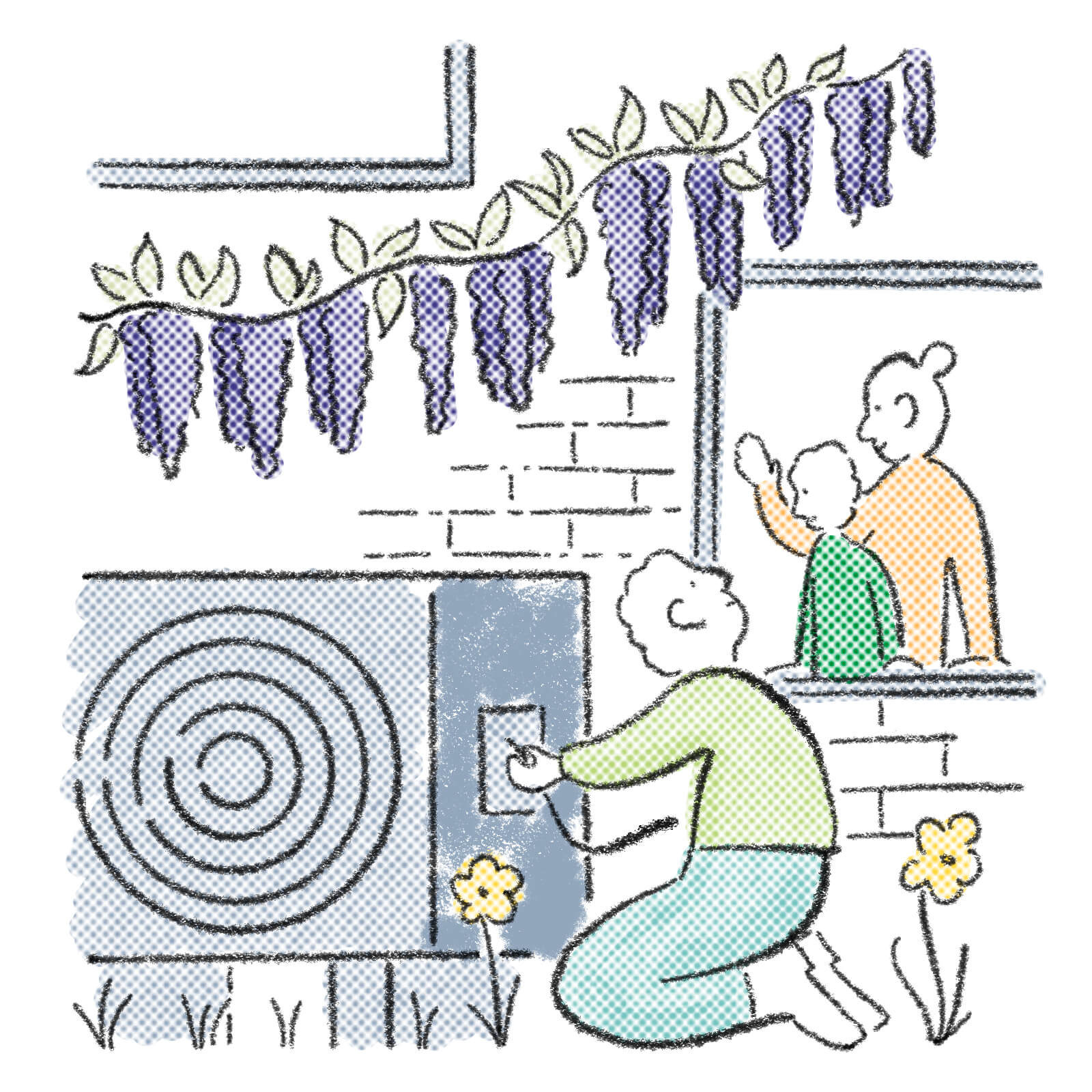 illustration of home with heat pump