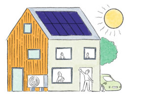 illustration of house with retrofit measures