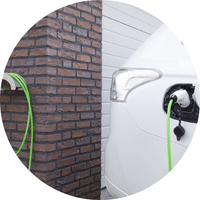 Image of an electric car charging at home