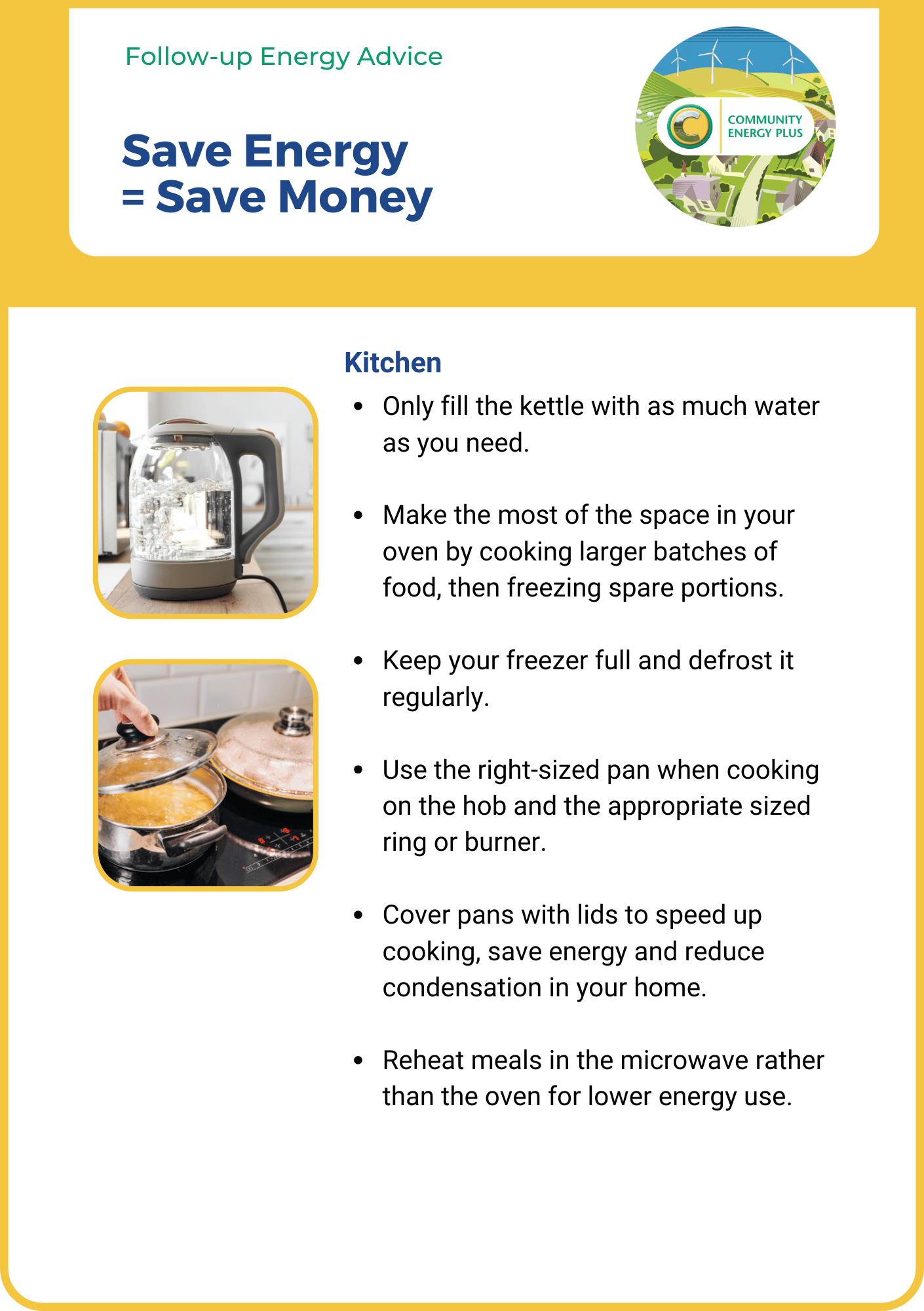 Save Energy = Save Money follow up advice